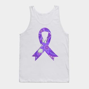 Flower pattern Purple Awareness Ribbon Tank Top